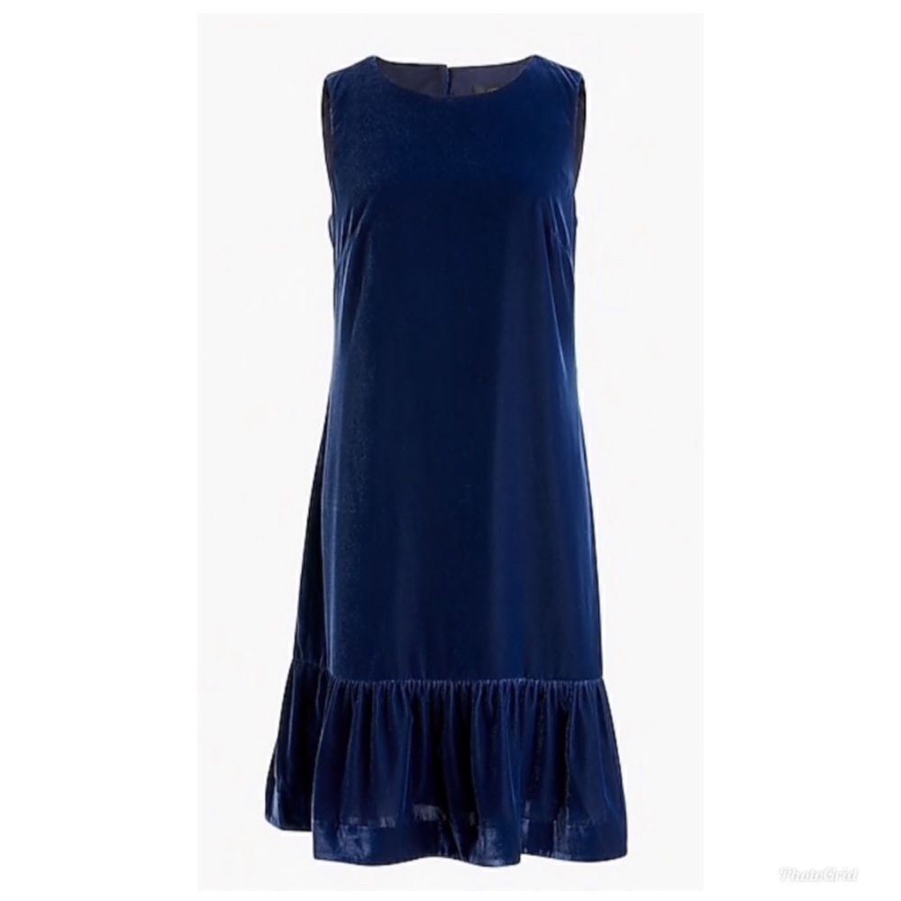 J Crew velvet ruffle hem tank dress